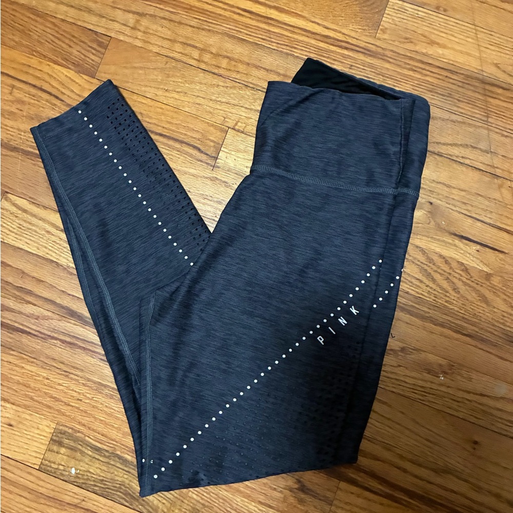 PINK Victoria's Secret Black Heathered Leggings with Stud Detail